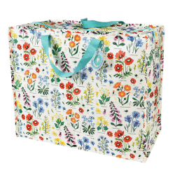 Große Aufbewahrungstasche mit Reißverschluss, robust und langlebig, 55 x 48 x 28 cm, 70 l, Design wählbar (Wildblumen) Angebot bei HelloDeals