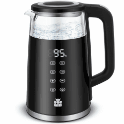 ForMe Glas Wasserkocher 1,7 L mit Temperatureinstellung Temperaturwahl 40-100°C LED Digitale Temperaturanzeige Einstellbar Glaskessel I Edelstahl Glaswasserkocher Teekessel Warmhaltefunktion BPA Frei Angebot bei HelloDeals