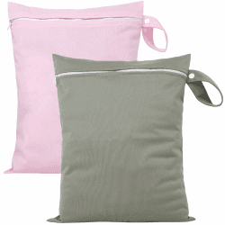 2 Stück Wasserdichter Wet bag 40x30 cm, Wiederverwendbare Wäschebeutel für Reise & Waschmaschine mit Reißverschluss, Wäschesack für Badeanzüge, Sportkleidung, Windeln（Grau/Rosa） Angebot bei HelloDeals