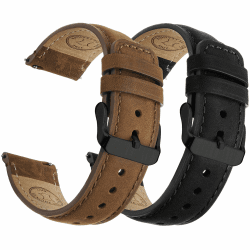 Fullmosa Echtleder Uhrenarmbänder 22mm Schnellwechsel-Armband für Damen & Herren, 2er Set Wechsel Lederarmbänder mit Edelstahl-Verschluss, Kaffee & Schwarz mit Schwarz-Verschlüsse Kaffee+Schwarz/Schwarz+Schwarz 22MM Angebot bei HelloDeals