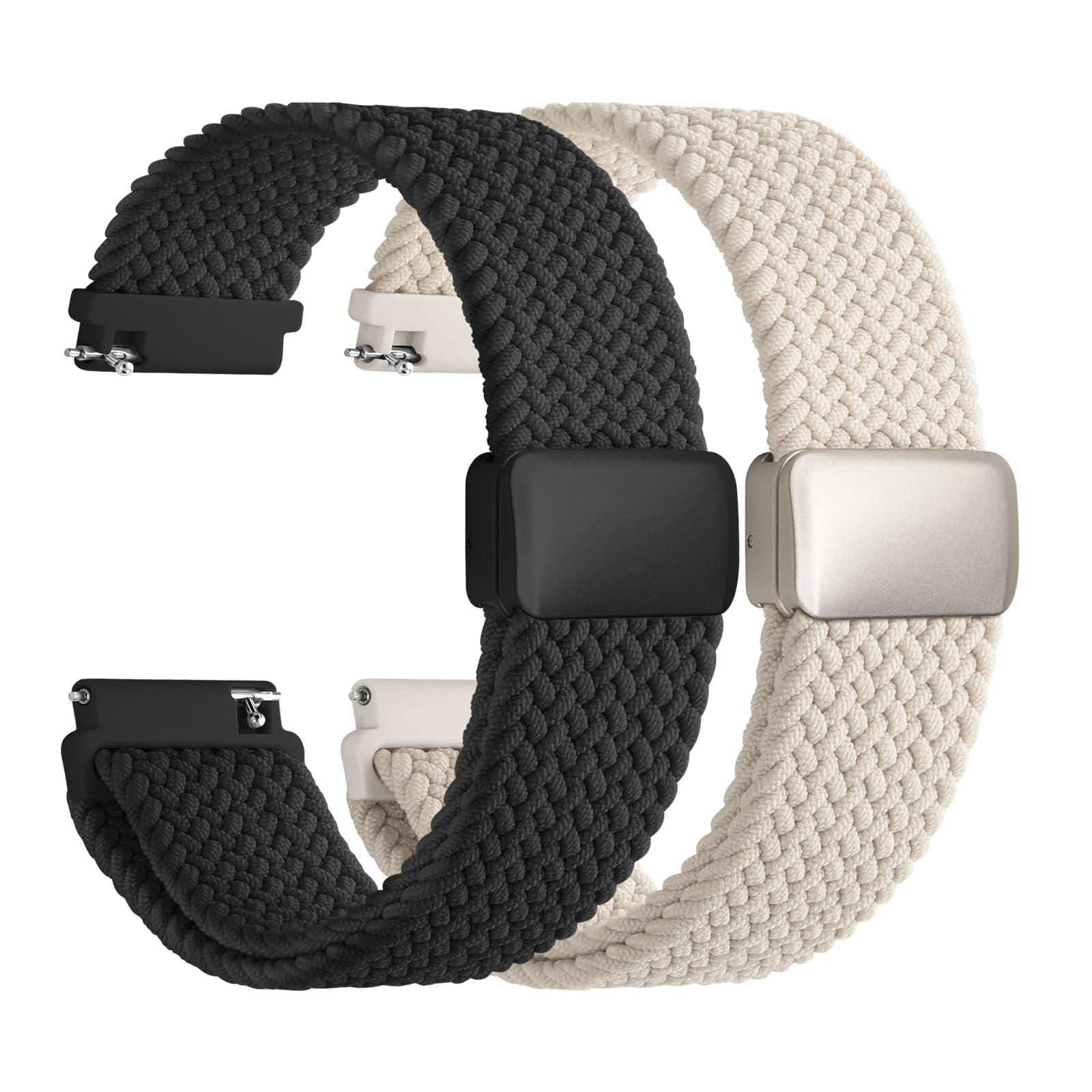 Fullmosa Nylon Uhrenarmband 20mm kompatibel mit Garmin Vivoactive 6/5/3/Venu 2 Plus/Venu Sq/Samsung Galaxy Watch 7/6/5/4 40mm 44mm- 2er Set Geflochtenes Wechsel Armband für Damen & Herren Polarstern+Schwarz 20mm Angebot bei HelloDeals