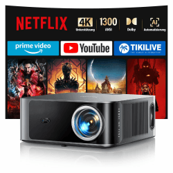 Beamer 4K【Offizielles Netflix & Dolby Audio】 Toptro 1200 ANSI Smart Beamer Heimkino, 1080P Full HD Video Projektor mit Zwei-Wege Bluetooth WiFi, KI-Autofokus & Trapezkorrektur für Outdoor/Handy dunkelschwarz Angebot bei HelloDeals