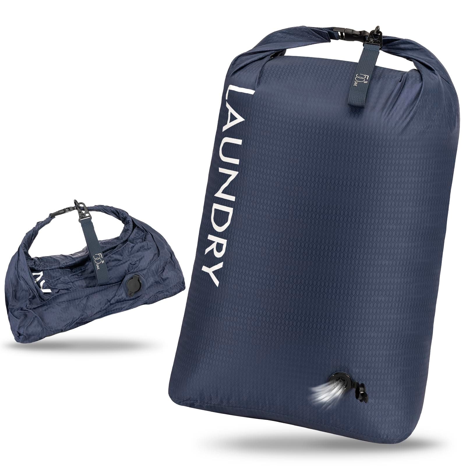 Wäschesack Reise, Wasserdichte Aufbewahrungsbeutel mit Klickverschluss, Leicht Nassbeutel Trockenbeutel, Schmutzwäschebeutel, Compression Reise-Organizer für Schwimmen Wandern Camping Marineblau L Angebot bei HelloDeals