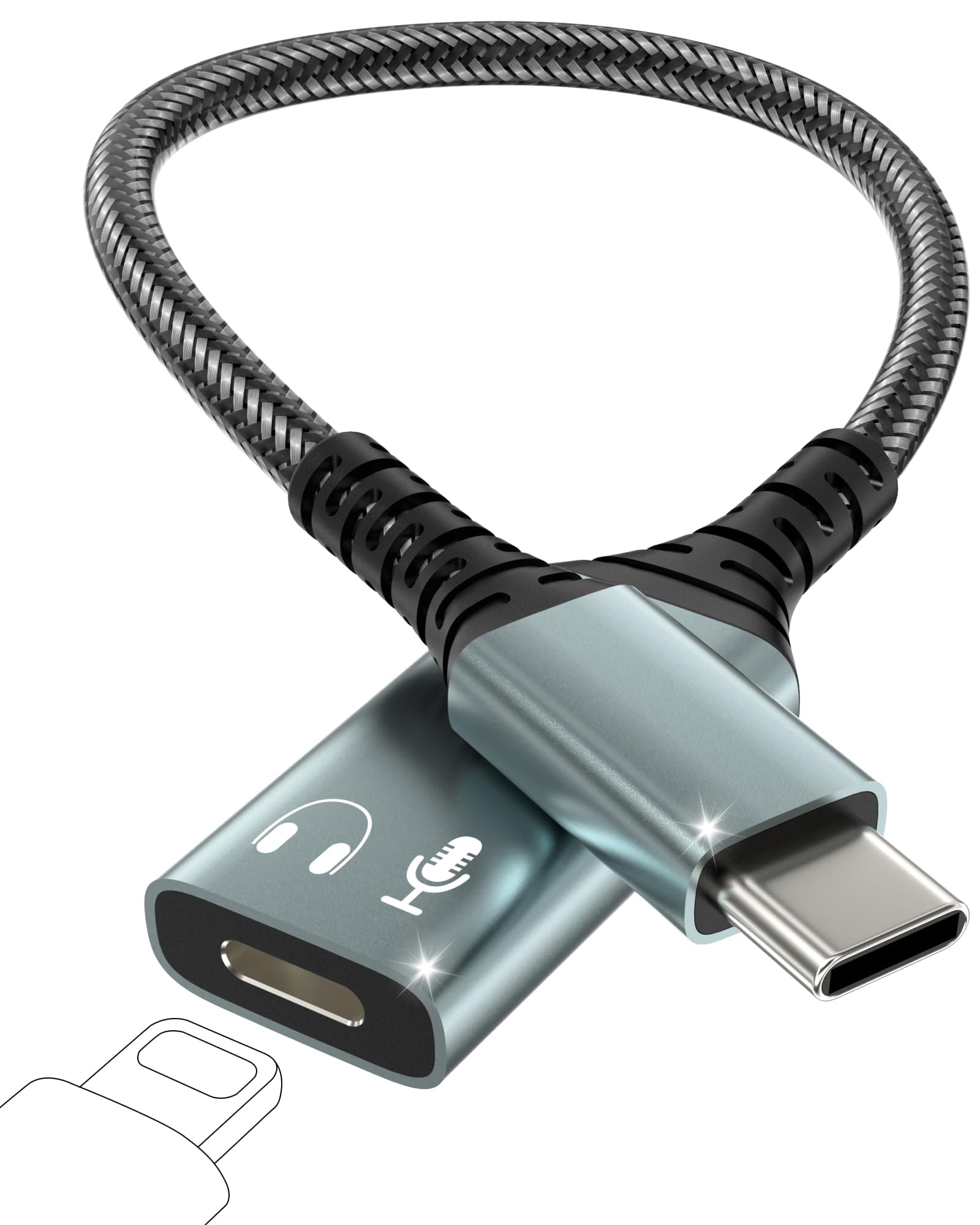 Lightning auf USB C Audio Adapter, USB C auf Lightning Kopfhörer Adapter, Typ C auf Lightning Adapter für iPhone 16 15 Pro Max Plus, iPad Air/Pro, MacBook, Nicht zum Lade/Datenübertragung Gray Angebot bei HelloDeals