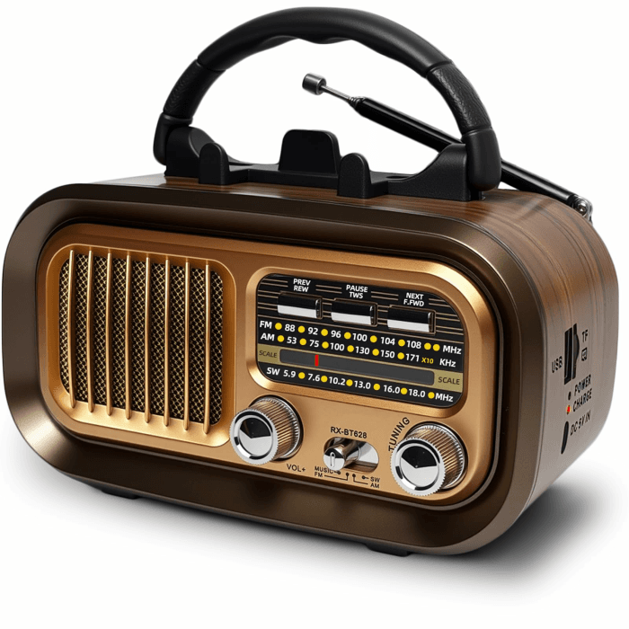 Retro Radio mit Bluetooth, AM/FM/SW Klein Radio Batteriebetrieben und Küchenausführung 1200mAh Akku/D-Zellen Betrieb Tragbares Multimediasystem mit USB/TF-Kartensteckplatz & TWS Funktion Gold Angebot bei HelloDeals