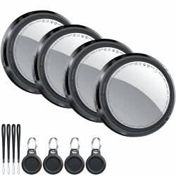 Air Tracker Tag Schlüsselfinder 4er Pack, Koffer Tracker Kompatibel mit Apple Wo ist? APP (Nur iOS), Bluetooth Key Finder für Gepäck/Taschen/Brieftasche, Smart KeyFinder, Austauschbarer Akku, Schwarz Tiefschwarz / 4 Pcs Angebot bei HelloDeals