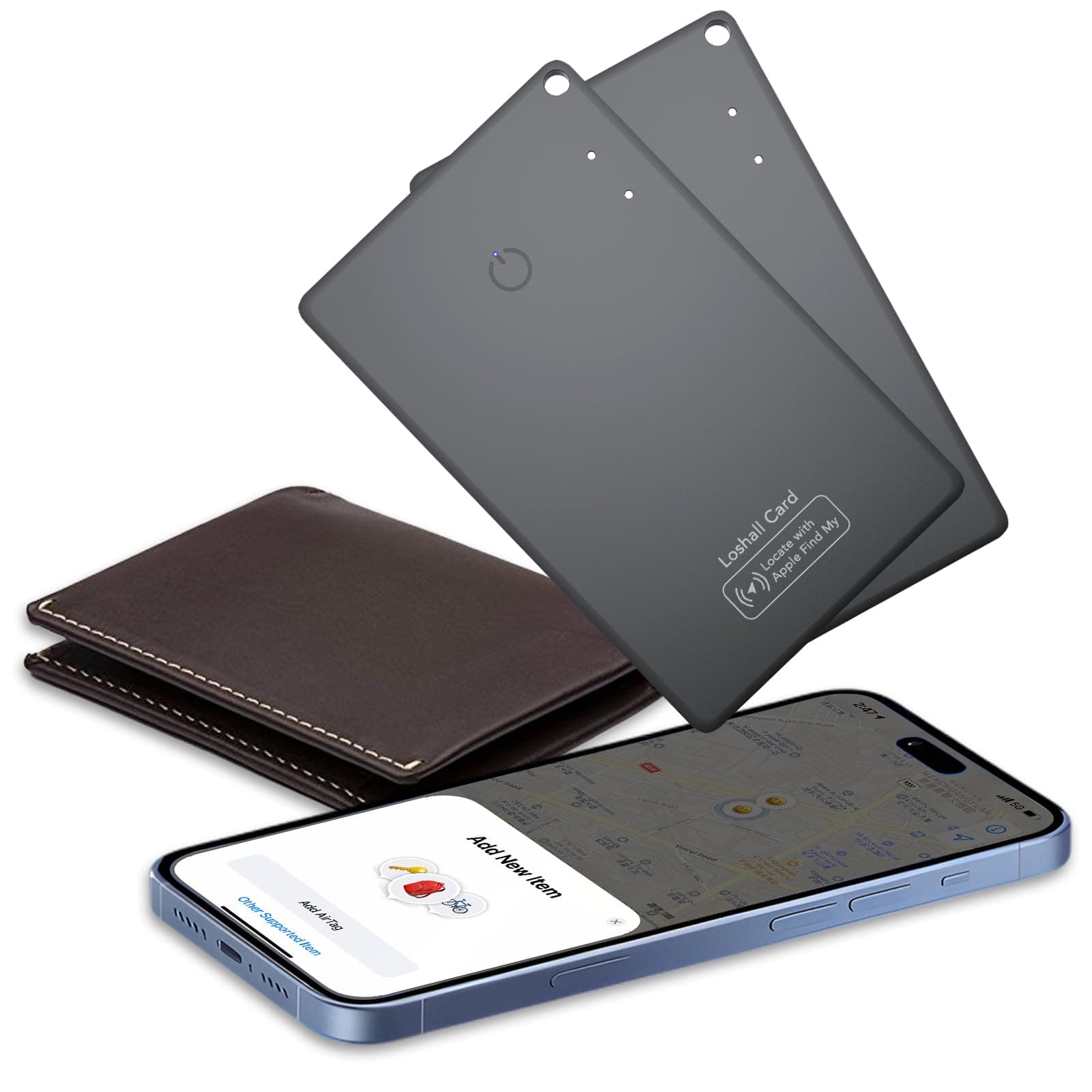 Wallet Tracker Karte 2er Pack Thin1.6mm, Air Smart Tag Geldbörsenfinder Card Kompatibel mit Apple Wo ist? App (nur iOS), Wasserdicht Item Finder für Koffer/Geldbörsen/Schlüssel, Schwarz Schwarz und Schwarz Angebot bei HelloDeals