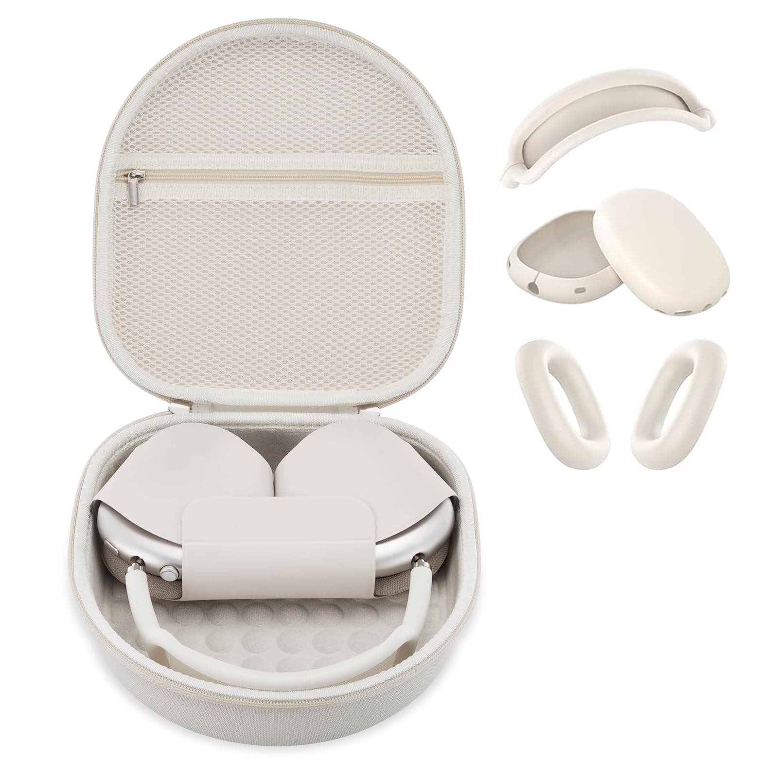 3 in 1 Hülle Cover Und Tragetasche für Apple Airpods Max Kopfhörer, Anti-Kratz-Ohrpolster/Ohrmuschel/Stirnband-Abdeckungs Case Zubehör für Apple Airpod Max (Sternenlicht Etui & Silikonhülle) Angebot bei HelloDeals