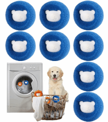 Tierhaarentferner Waschmaschine, 8 Pieces Wiederverwendbar Fusselentferner, Haarfänger Waschmaschine, Waschbälle Gegen Tierhaare, Fusselfänger für Kleidung und Bettzeug (Blau) Angebot bei HelloDeals