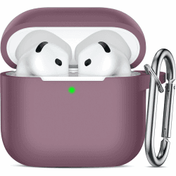 Ouwegaga Hülle Kompatibel mit Apple AirPods 4 Hülle 2024 - Weiches Silikon Schutzhülle für AirPods 4 Case, Stoßfeste Hülle für AirPods 4 Generation, Front-LED Sichtbar, Mit Karabiner,Rauchiges Violett Angebot bei HelloDeals