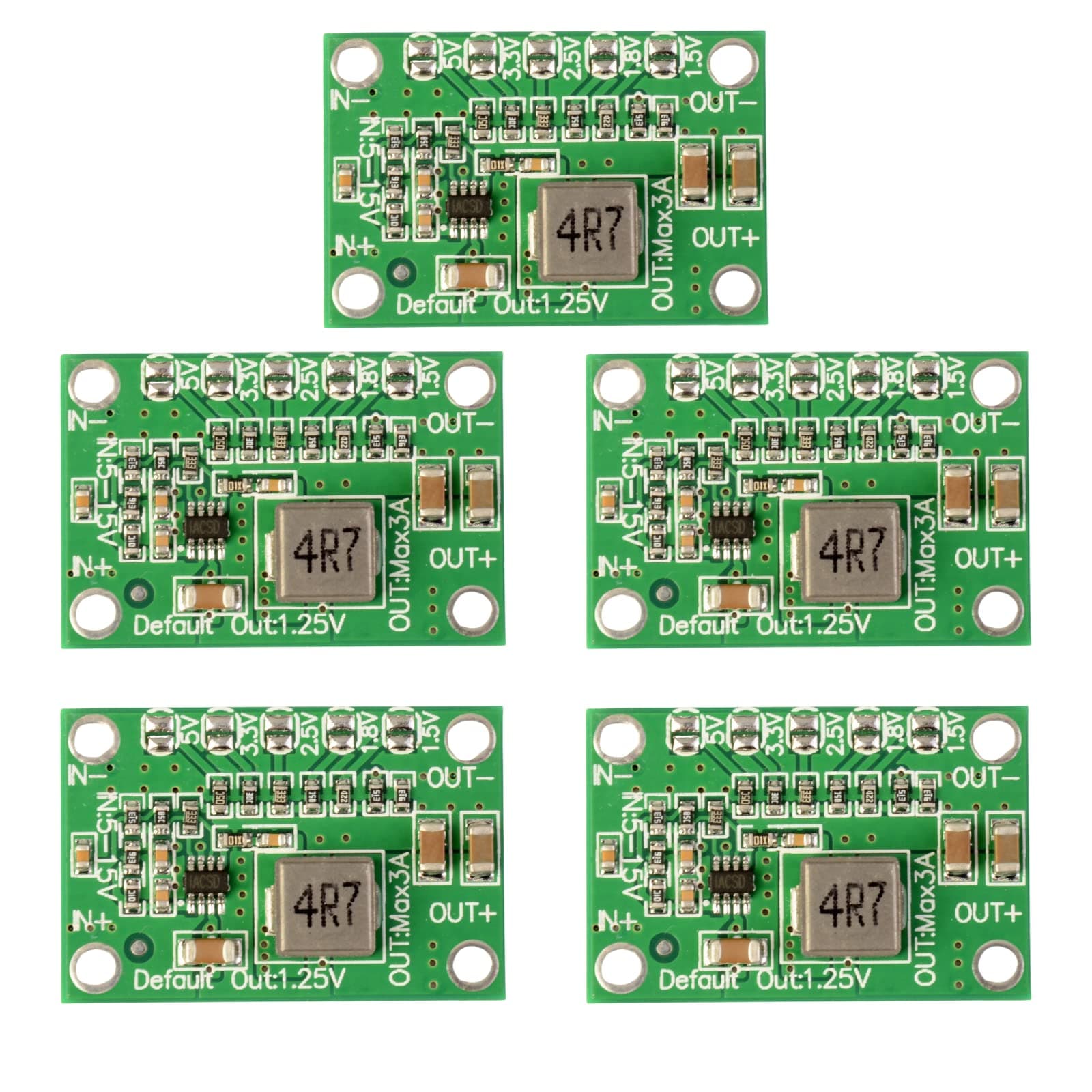 DC Schrittunterhalter 5V-15V bis 1,25V/1,5V/1,8V/2,5V/3,3V 3A Einstellbare Buck-Spannungswandler Stromversorgungsmodul Netzteil Adapter (5 Pack) Angebot bei HelloDeals