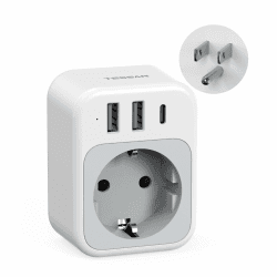 TESSAN USA Adapter Steckdose, 4 in 1 Reiseadapter Thailand mit 1 USB C und 2 USB A, Steckdosenadapter Reisestecker Stromadapter für Amerika Kanada Thailand Mexiko, Adapter Typ B EU to US Angebot bei HelloDeals