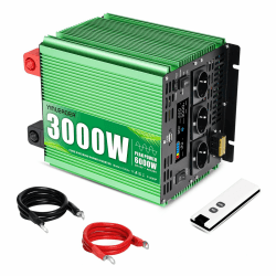 Yinleader Reine Sinuswelle Wechselrichter 3000W /6000W 12V DC auf 230V AC mit 3 EU Steckdosen mit Fernbedienung 3000W12V Angebot bei HelloDeals