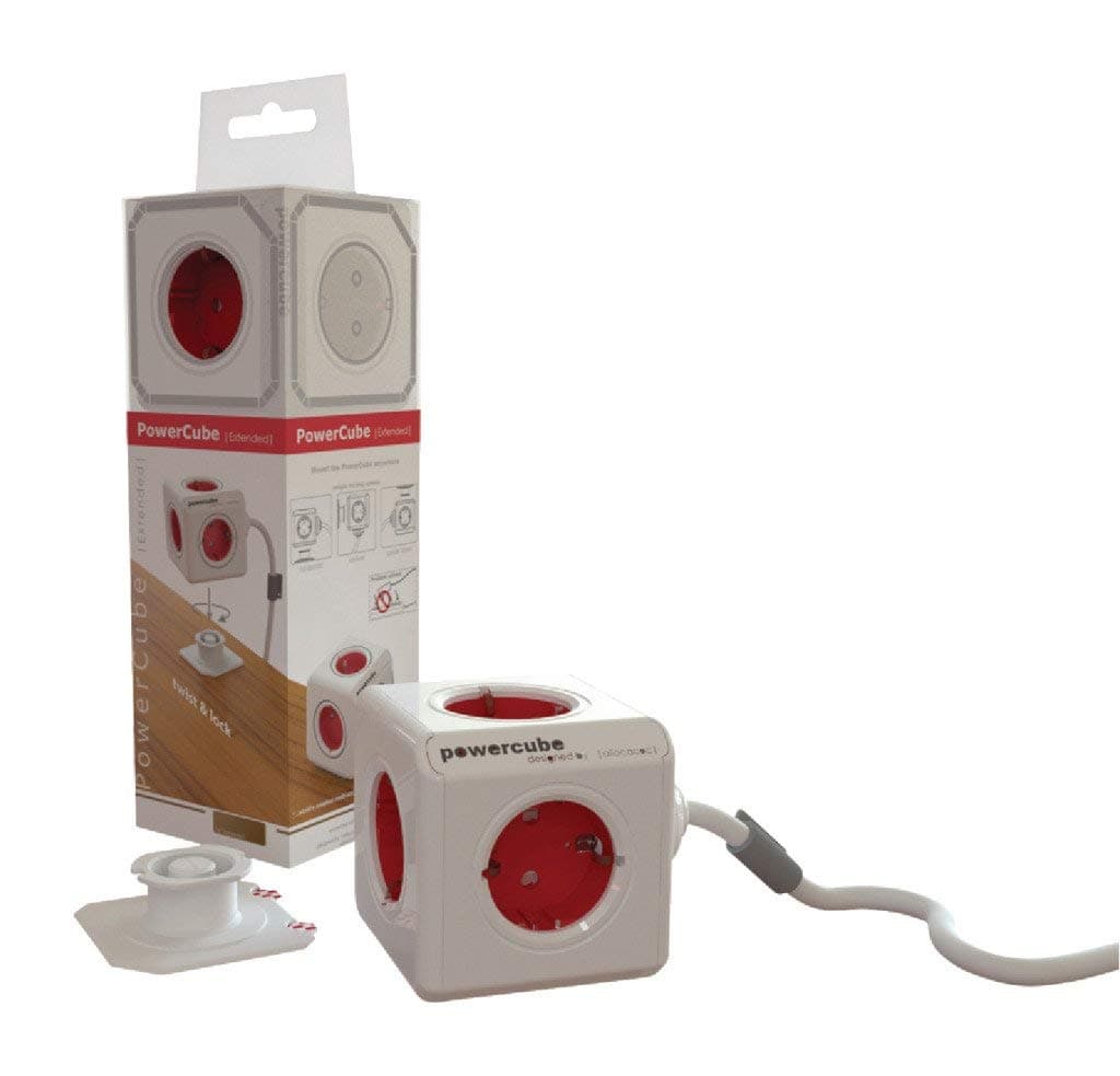 Allocacoc 18549 PowerCube Verlängerungskabel (3m, 5x Verteiler DE) 1307/DEEXPC Weiß,rot Angebot bei HelloDeals