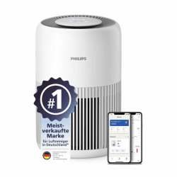 Philips Luftreiniger 900 Serie, HEPA NanoProtect + Aktivkohlefilter, CADR 250m³/h für 65m² Allergiker, leise, intelligent und energieeffizient (AC0950/10), Weiß Bis zu 65 m², weiß Angebot bei HelloDeals
