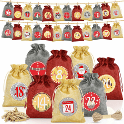 Adventskalender zum Befüllen Groß, 18 x 13 cm Weihnachtskalender zum Befüllen, 24 Adventskalender Selber befüllen Kinder, adventskalender Säckchen Angebot bei HelloDeals