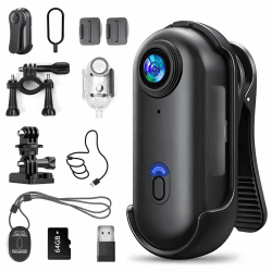 Mini Action Cam POV 1080P, Bodycam körperkamera, Actionkamera mit 64 GB Speicherkarte, 120° Weitwinkel, 120 Min Akku, Helmkamera, Motorrad Kamera, mit Multifunctional Accessories, für Reisen, Outdoor Angebot bei HelloDeals