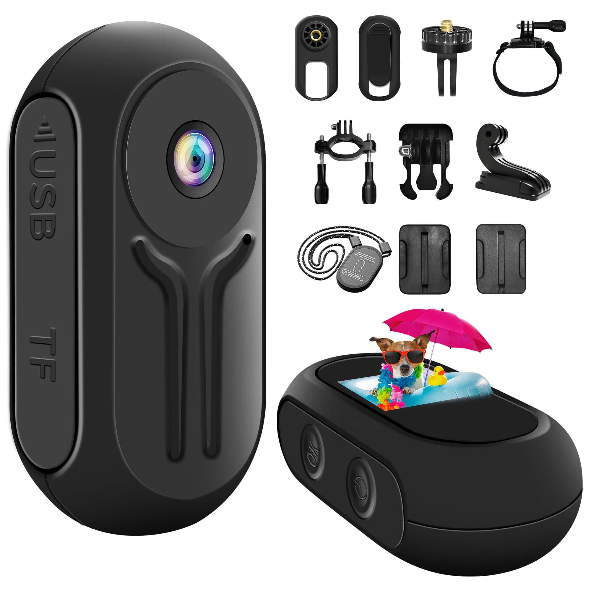 Mini Action Cam, 120° Kleine Sportkamera Action Kamera Tragbare Körperkamera mit Display Bildschirm Helmkamera Motorrad 1080P HD Outdoor Bodycam, Vlog Video Kamera für Abenteuer Angebot bei HelloDeals