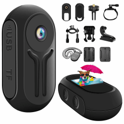 Mini Action Cam, 120° Kleine Sportkamera Action Kamera Tragbare Körperkamera mit Display Bildschirm Helmkamera Motorrad 1080P HD Outdoor Bodycam, Vlog Video Kamera für Abenteuer Angebot bei HelloDeals