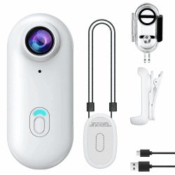 OBEST 360°Action Cam Mini Actionkamera1080P Bodycam Unterwasserkamera 30m/98ft Wasserdicht WiFi Kamera Vlog POV Camera Sportkamera Motorrad Fahrrad Reiten Helmkamera, Multifunction Accessoy, Weiß Angebot bei HelloDeals