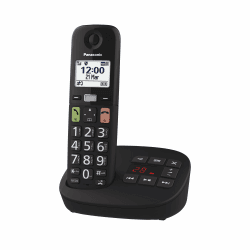 Panasonic KX-TGU130EXB digitales schnurloses Telefon mit Anrufbeantworter, Basisstation & 1 Mobilteil, LCD-Display, große Tasten, Favoriten-Taste, hörgerätekompatibel, Schwarz mit Anrufbeantworter Basisstation & 1 Mobilteil Angebot bei HelloDeals