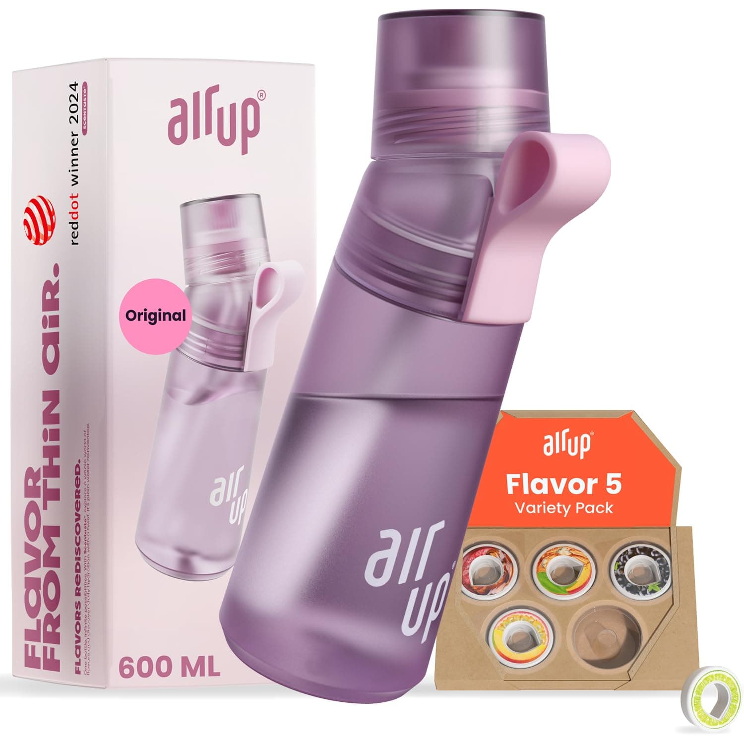 air up® Trinkflasche (600 ml) für Schule, Sport, Gym | inkl. 5 zuckerfreien Duft-Pods & Strohhalm | Wasserflasche in Lila mit Geschmack - auch für Kinder, Jungen, Mädchen | Kohlensäure-geeignet Purple Lavender Angebot bei HelloDeals