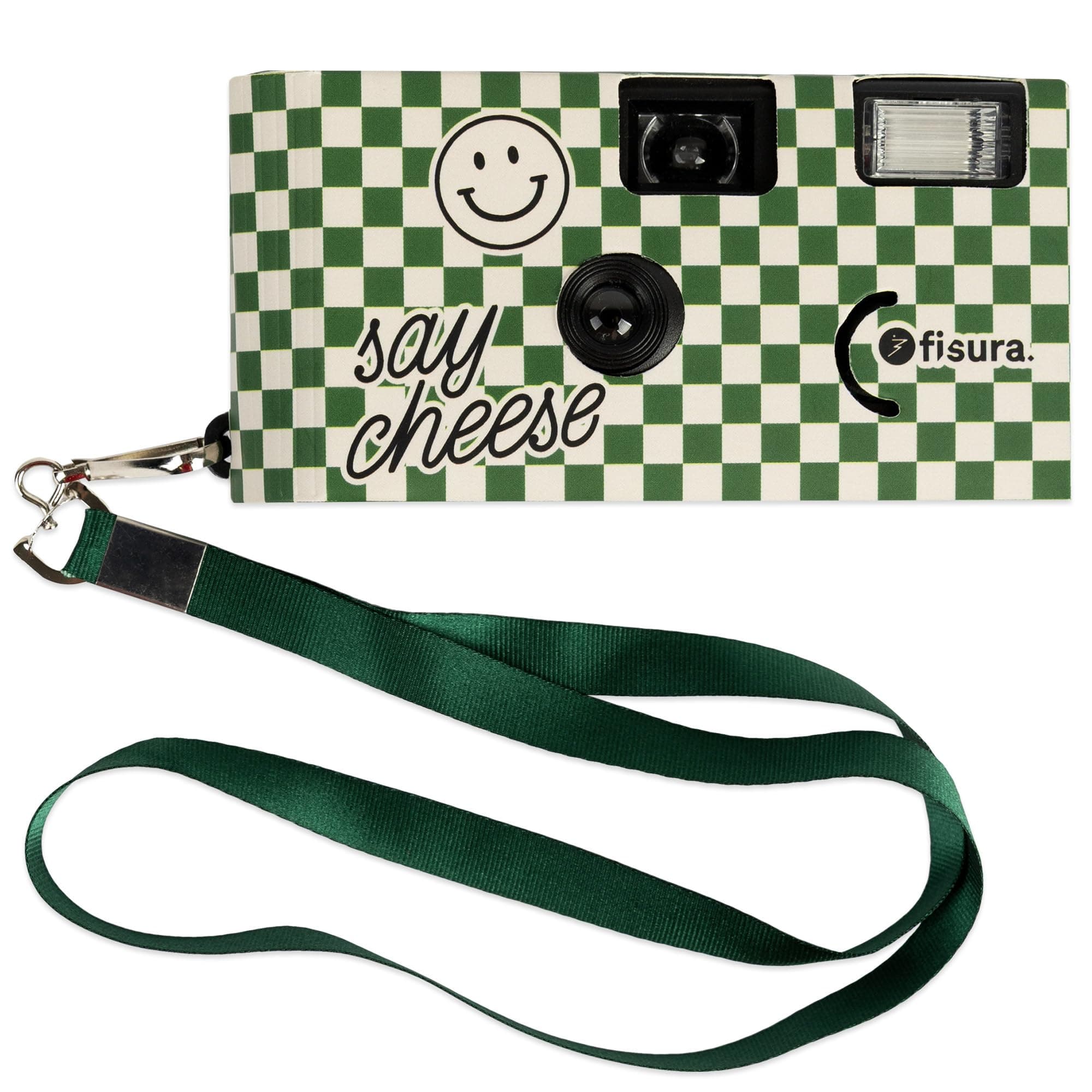 Fisura – Originale einwegkamera say Cheese!. Einwegkamera mit Blitz. 17 Aufnahmen in schwarzweiß. Haken enthalten. Ideal für Hochzeiten oder Partys. Cheese, grün Angebot bei HelloDeals