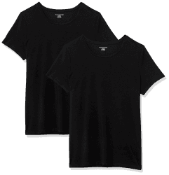 Amazon Essentials Damen T-Shirt Regular Fit mit kurzen Ärmeln und V-Ausschnitt Crew Neck pack of 2 M Schwarz Angebot bei HelloDeals