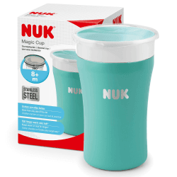 NUK Magic Cup Trinklernbecher aus Edelstahl | Hält länger warm oder kalt | 8+ Monate | 230 ml | auslaufsicherer 360°-Trinkrand | BPA-frei und auswaschbar | Blau Angebot bei HelloDeals