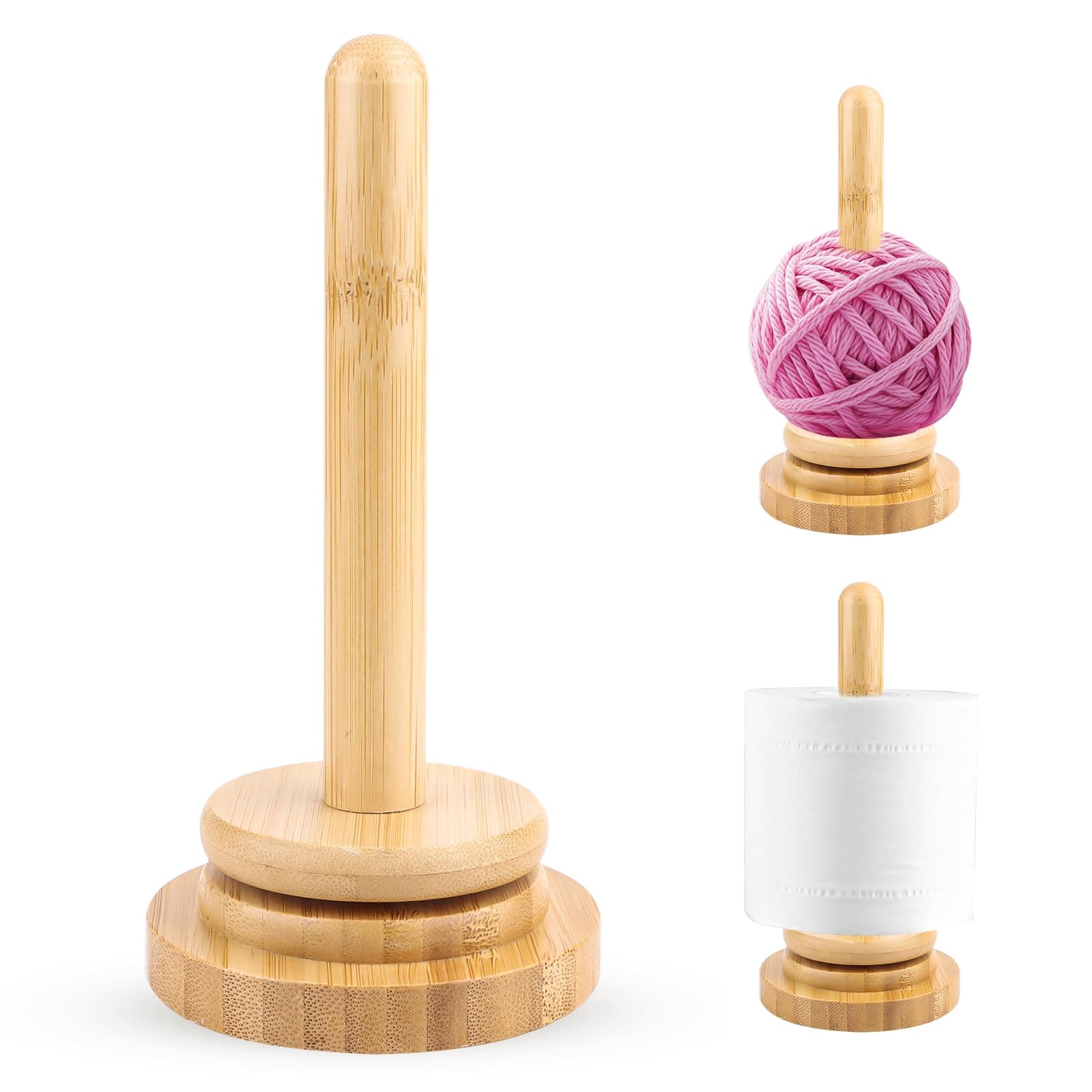 Tragbarer Garnhalter aus Holz, Wollabwickler, Wollhaspel Rotierender Wollknäuelhalter, Wollknäuelhalter Holz, Handgefertigter Garnkugelhalter zum Stricken, Drehbarer Vertikaler Garnaufbewahrung Angebot bei HelloDeals