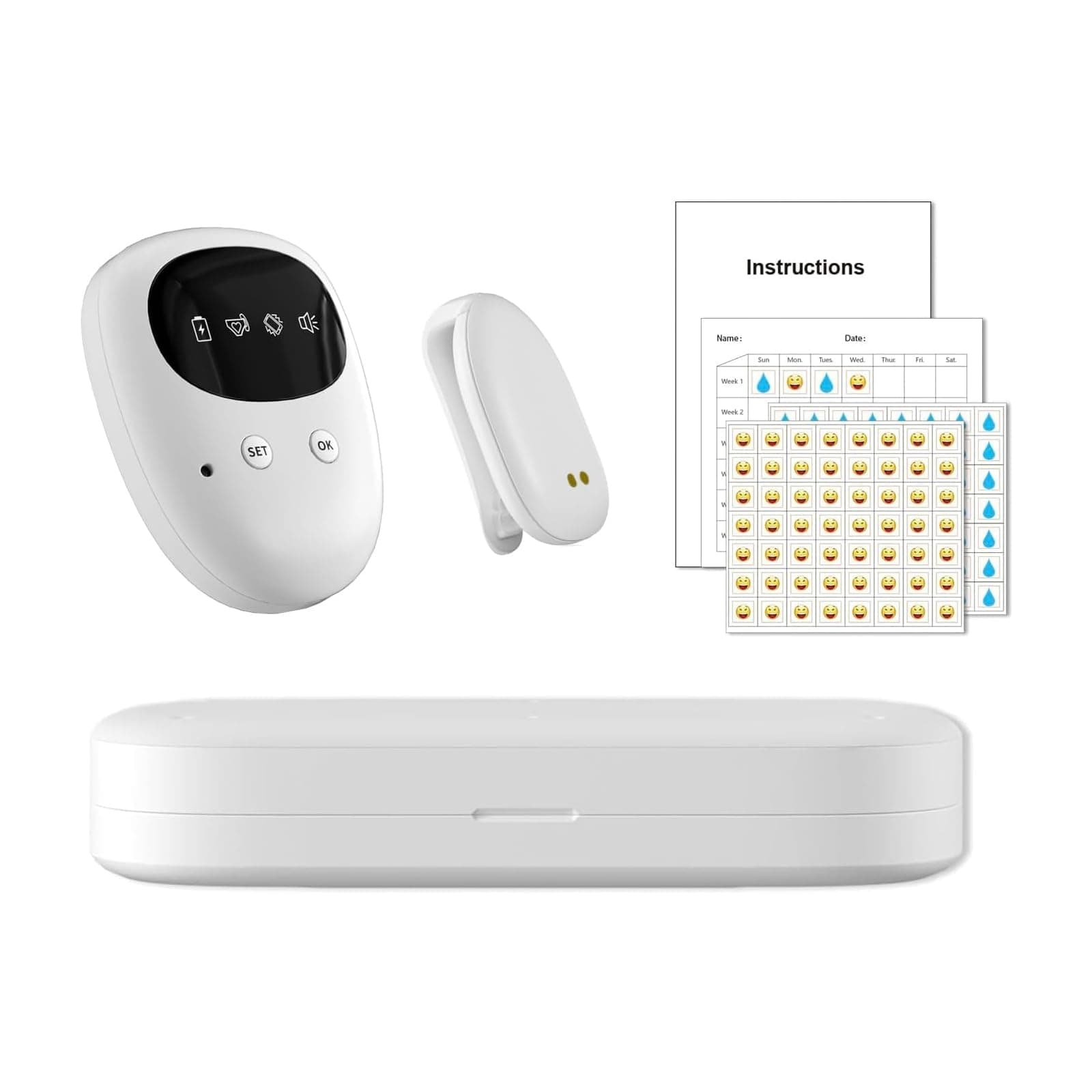 Wireless Bettwetting Alarm for Boys and Girls, USB Rechargeable, 3 Working Modes, Pee Alarm for Children White Angebot bei HelloDeals