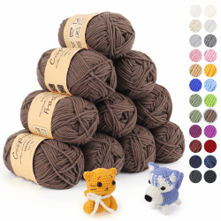 Coopay Wolle zum Häkeln, 450g (10x45g) Weiches Häkelgarn, 5 Faiding Wolle zum Stricken, Babywolle zum Häkeln für Anfänger, Super Weich Häkelgarn Babywolle für Häkel- und Strickprojekt - Hell Kaffee Angebot bei HelloDeals