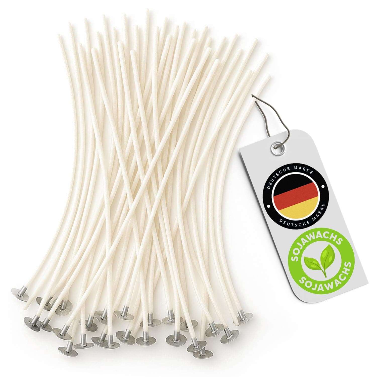 50 Stück Kerzendochte 10 cm – Vorgewachst mit Sojawachs – Baumwolle mit Metallfuß – langlebig, geruchsneutral & rußarm – ideal für DIY Kerzen & Glaskerzen 10cm 50 Angebot bei HelloDeals