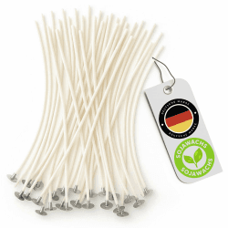 50 Stück Kerzendochte 10 cm – Vorgewachst mit Sojawachs – Baumwolle mit Metallfuß – langlebig, geruchsneutral & rußarm – ideal für DIY Kerzen & Glaskerzen 10cm 50 Angebot bei HelloDeals