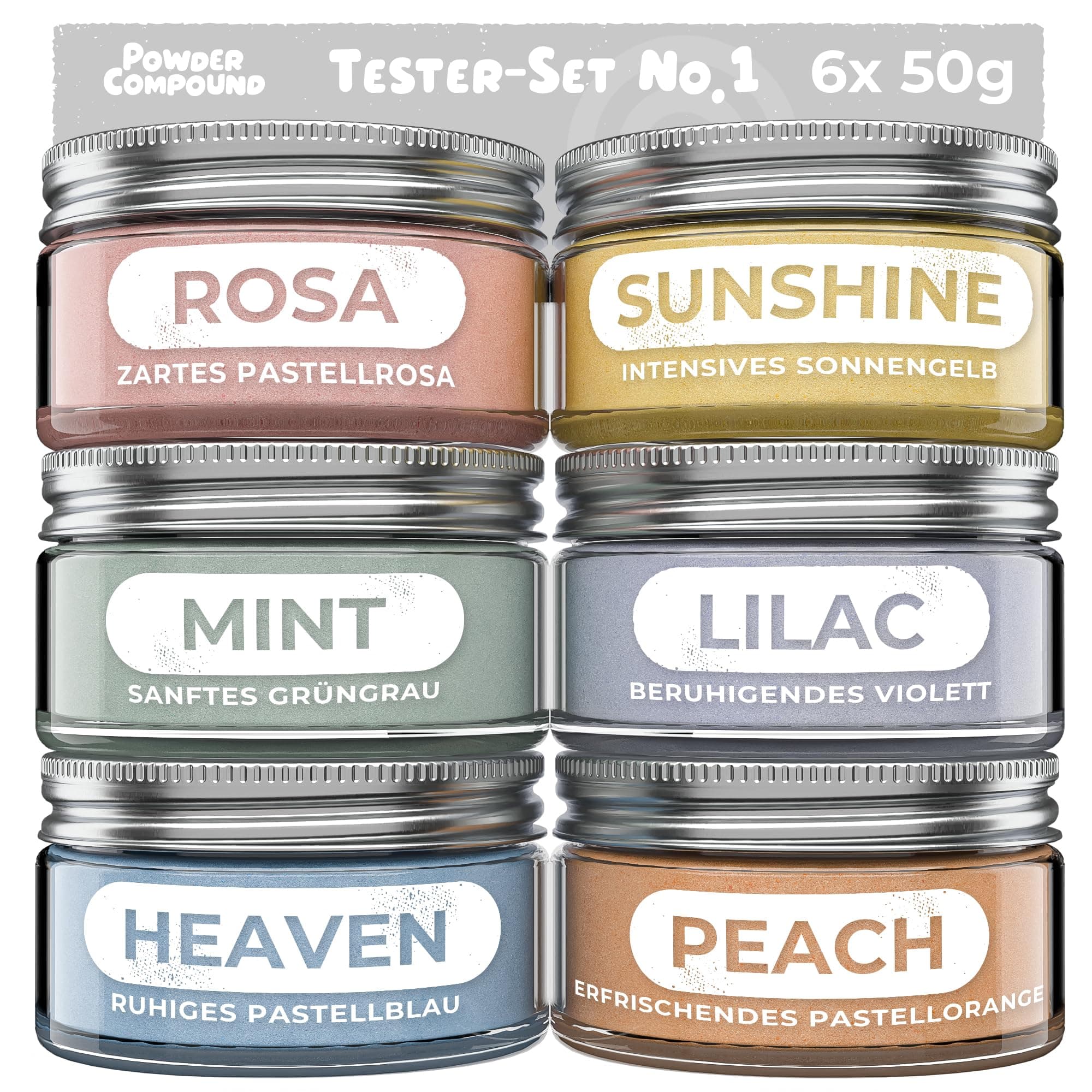 KERACRAFT Powder Compound Tester-Set No. 1-6x50g für buntes Gießpulver zum Selbermachen Angebot bei HelloDeals