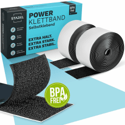 Klettband Selbstklebend - BPA Frei - 5m x 50mm - Klettverschluss Selbstklebend Schwarz - Extra Stark u. Extra Breit -Doppelseitiges Klettband für Innen und Außen Schwarz 5m x 50mm Angebot bei HelloDeals
