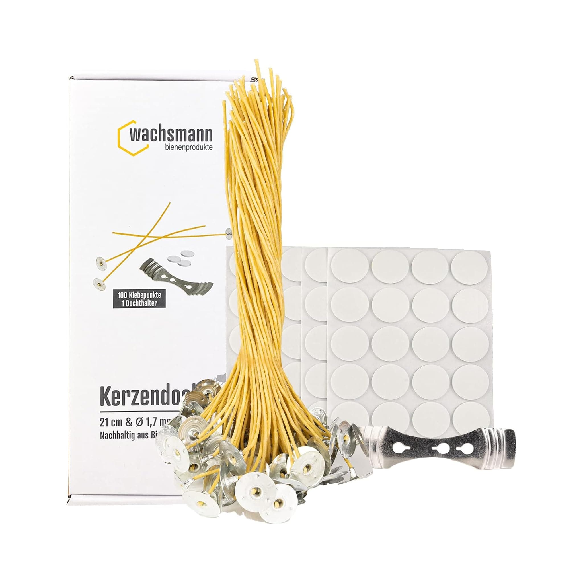 Bienenwachs-Docht aus Hanf – 100 Paraffinfreie Kerzendochte gewachst, Runddocht 21 cm lang, Ø 1,7 mm, für Kerzen bis maximal 4 cm Durchmesser, mit Dochthalter & Klebepunkten, Kerzen selber Machen Ø 1,7 mm | Länge 21 cm Angebot bei HelloDeals