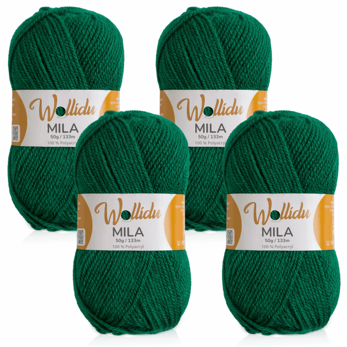 Wollidu Mila Garn zum Häkeln und Stricken 4 x 50g/133m Strickgarn 100% Polyacryl Häkelgarn Gras Grün Angebot bei HelloDeals
