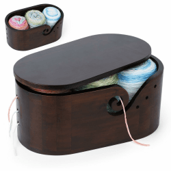 Coopay Elliptisch Garnschale mit Deckel, Supergroß Holz Strickschale für Wolle, Handgefertigt Garnschale für Wolle Groß, Holz Wollschüssel für Häkel- und Strickprojekt, 28,5x15,5x15cm Walnussfarbe mit Deckel Angebot bei HelloDeals