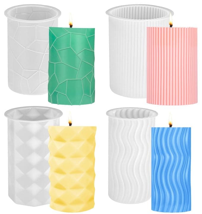 4Pcs Kerzen Gießform Silikon - Spiral Und Zylinderförmige Kerzenformen Zum Gießen - DIY Kerzenherstellung Für Weihnachten Angebot bei HelloDeals