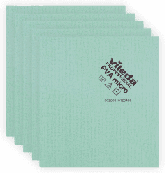 Vileda Professional PVA-Mikrofasertuch,Allzweck-Reinigungsschwamm,Glänzende streifenfreie Ergebnisse,Synthetisches Fensterleder,Ideal für Harte Oberflächen,5 Stück,Grün Angebot bei HelloDeals