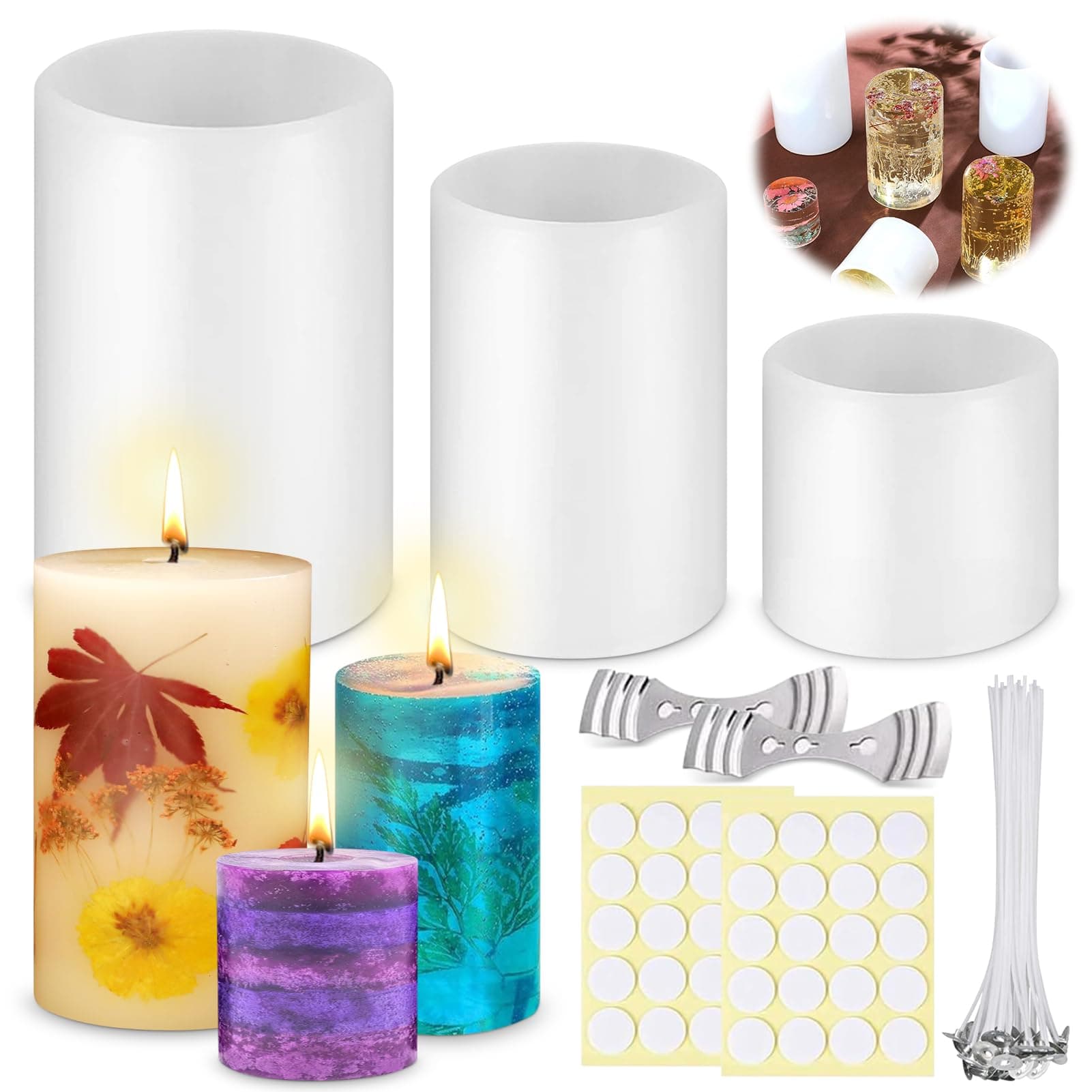 Kerzenformen Silikon Rund, 3 Stück Kerzen Formen Silikon, Kerzenform Silikons Rund, Zylindrische Kerzenformen,Zylinder Kerzen Gießform, Zum DIY Weihnachtskerzenherstellung, Gießen von Duftkerzen(D) Angebot bei HelloDeals