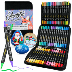 50 Farben Acrylstifte für Steine Wasserfest, Acrylic Marker Dual Tip Steine Bemalen Stifte Set für Glas, Holz, Leinwand, Kunststoff, Keramik, Metall, Basteln Weihnachten und Ostern 50 stück (1er Pack) Angebot bei HelloDeals