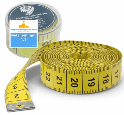 2 in 1 - Massband Maßband cm + INCH Schneidermaßband 150 cm in Aufbewahrungsbox 150 cm yellow Angebot bei HelloDeals