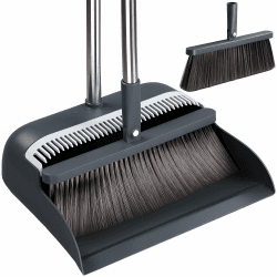 CTIME Besen und Kehrschaufel Set, 51.6 inches Verstellbarer Langer Stiel mit 2 Austauschbaren Besenköpfen,Standbesen und Kehrschaufel-Set für Büro, Küche, Lobby, Boden, Garten Angebot bei HelloDeals