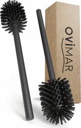 Ersatzbürste Lindoya | Set 2 Stiele und 2 Bürstenköpfe | Schwarz | Griff in Edelstahl | Klobürste mit Silikon Bürstenkopf in schwarz, wechselbar | geeignet für Gefäße mit 7,5-8,5cm Ø Angebot bei HelloDeals