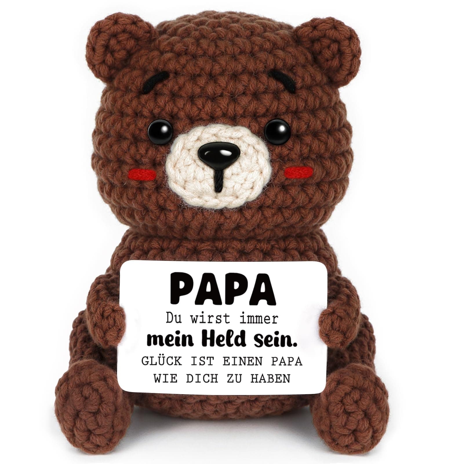 Positive Bär Geschenke für Papa, Handgehäkelter Bär Figuren, Bester Papa Geschenke zum Geburtstag Vatertag Weihnachten, 2.36x1.97x3.74 inches Angebot bei HelloDeals