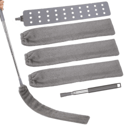Einziehbarer Spalt-Staubreiniger mit 4 Abwaschbaren Tüchern, Mikrofaser-Handstaubwedel, dehnbarer Staubwedel mit Edelstahl-Teleskopstange, Mikrofaser-Eckbesen Angebot bei HelloDeals