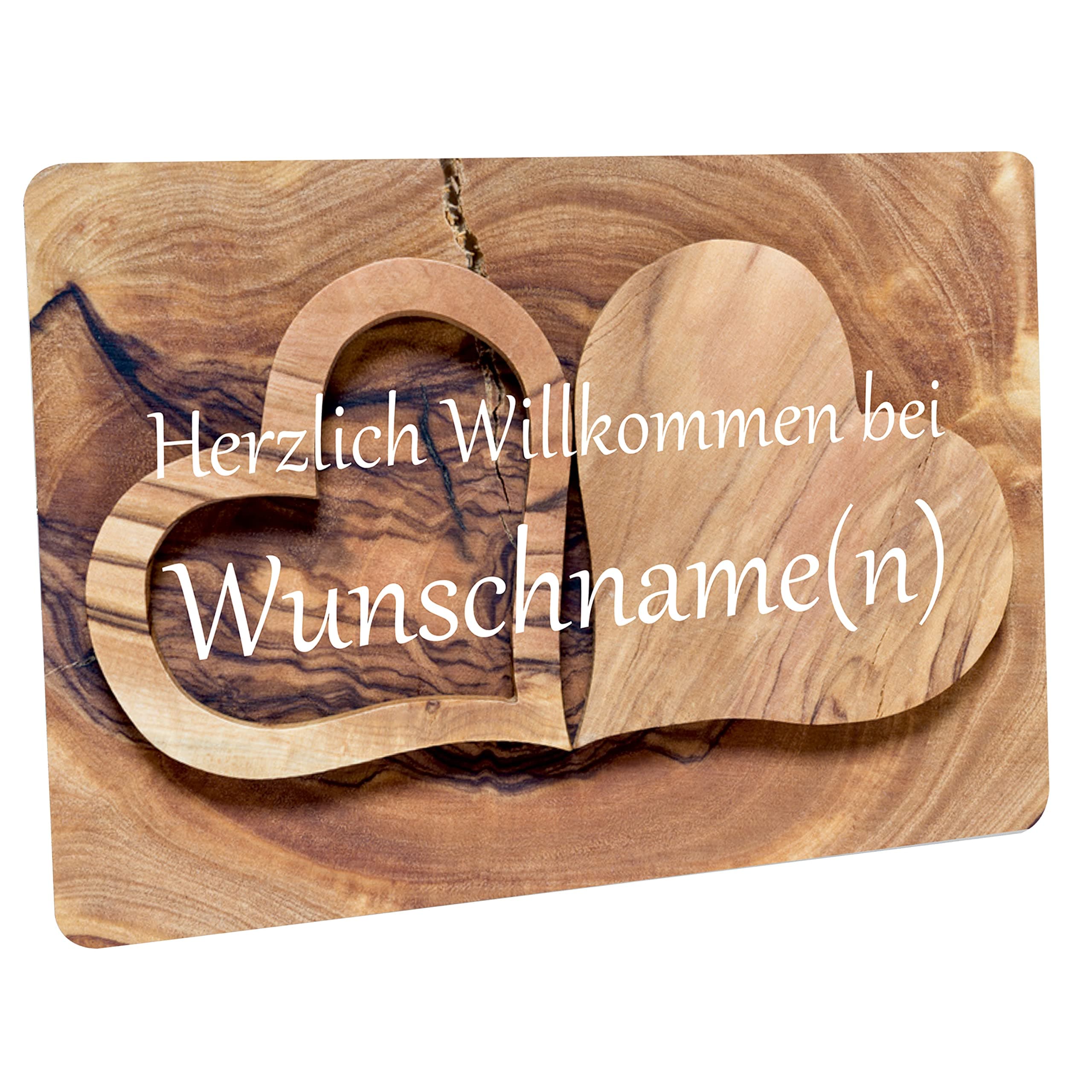 Fussmatte personalisiert - Herzlich Willkommen - Motiv 2 Holzherzen - 60x40 cm, Fußabtreter waschbar, Fußabstreifer für die Haustür, Fußmatte rutschfest Willkommen 03 Angebot bei HelloDeals