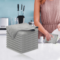 Mikrofaser-Reinigungstücher-Set, ultra-saugfähig, schnell trocknend, wiederverwendbar, für Auto, Küche, Geschirr, Elektronik, Grau, 10 Stück Grau, 10 Stück Medium Angebot bei HelloDeals